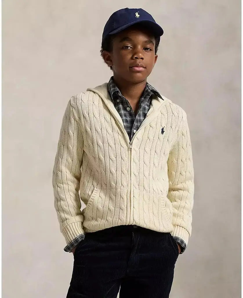 Boys Cable Cotton Hoodie